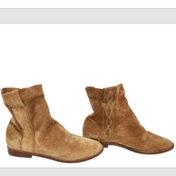 Joie Pinyon Western Boho Suede Pull On Ankle Booties - Picture 4 of 15